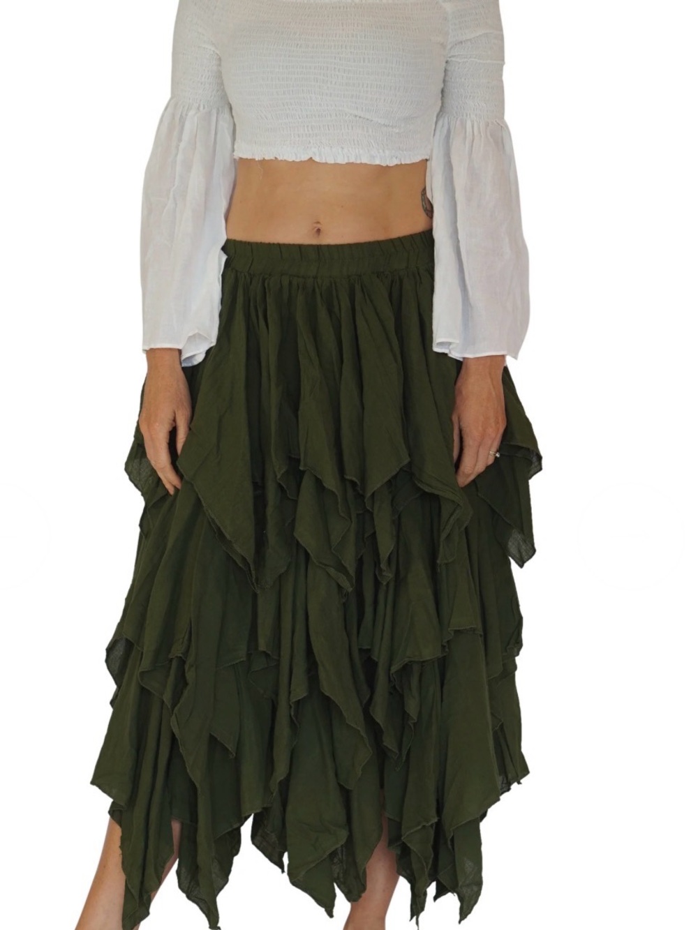Fay Ragged Cut Skirt - Fern Green